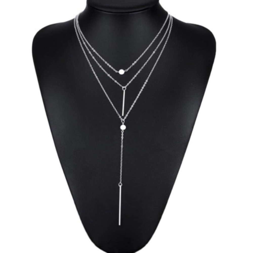 NEW 3 Layer Necklace in Silver 16” w/ 2” ext